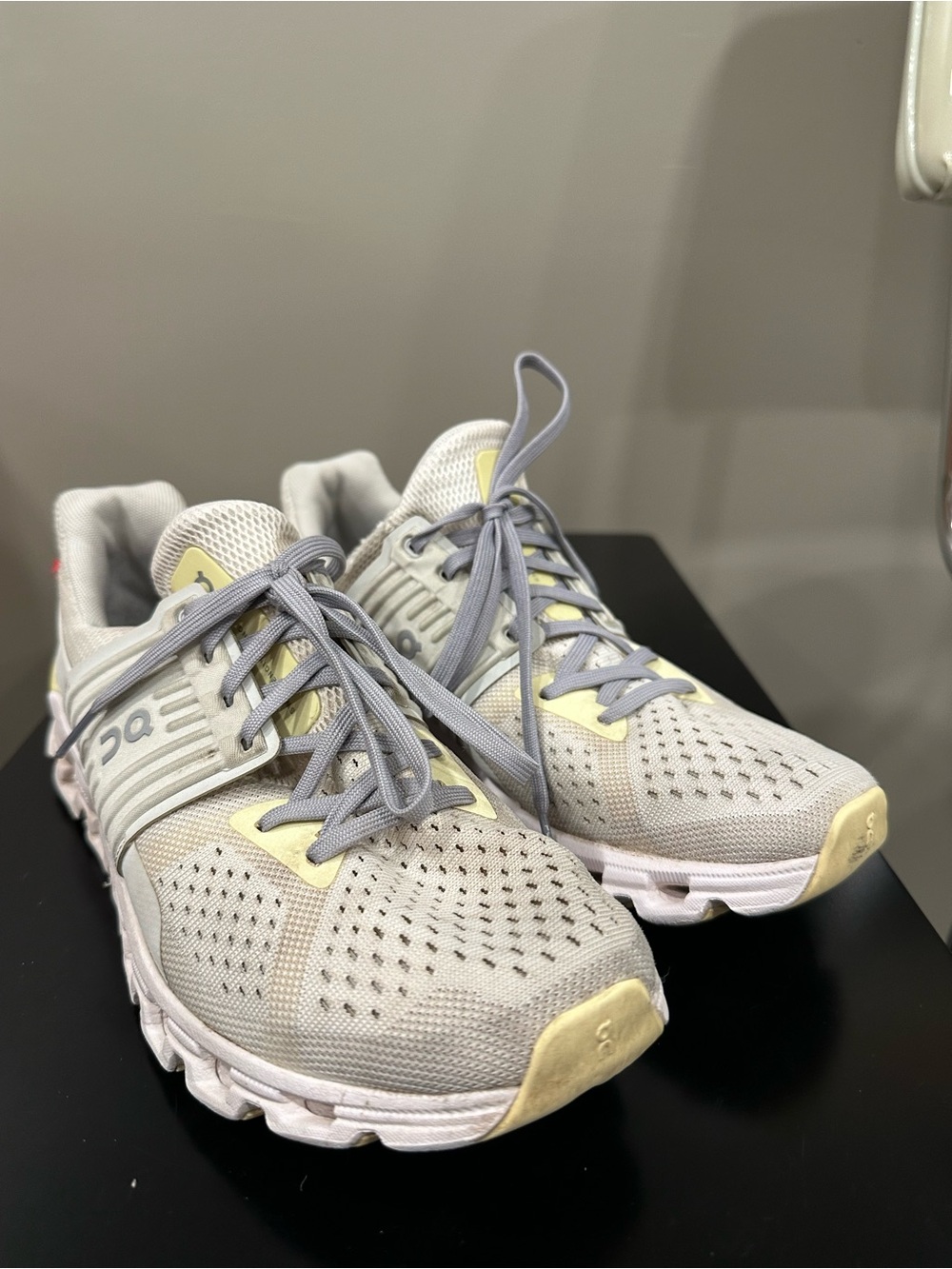 On Running Cloud Women's Athletic Shoes in Gray and Cream